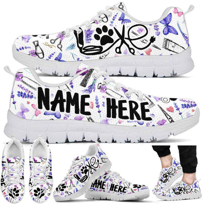 Dog Groomer Sneaker, Dog Groomer Custom Name Lavender Tools Sneakers Shoes, Best Running Shoes, Unique Gifts For Dog Lovers