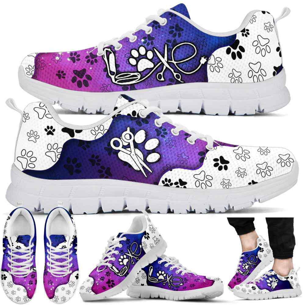 Dog Groomer Sneaker, Dog Groomer Gradient Tool Love Paw Pattern Sneakers Shoes, Best Running Shoes, Unique Gifts For Dog Lovers