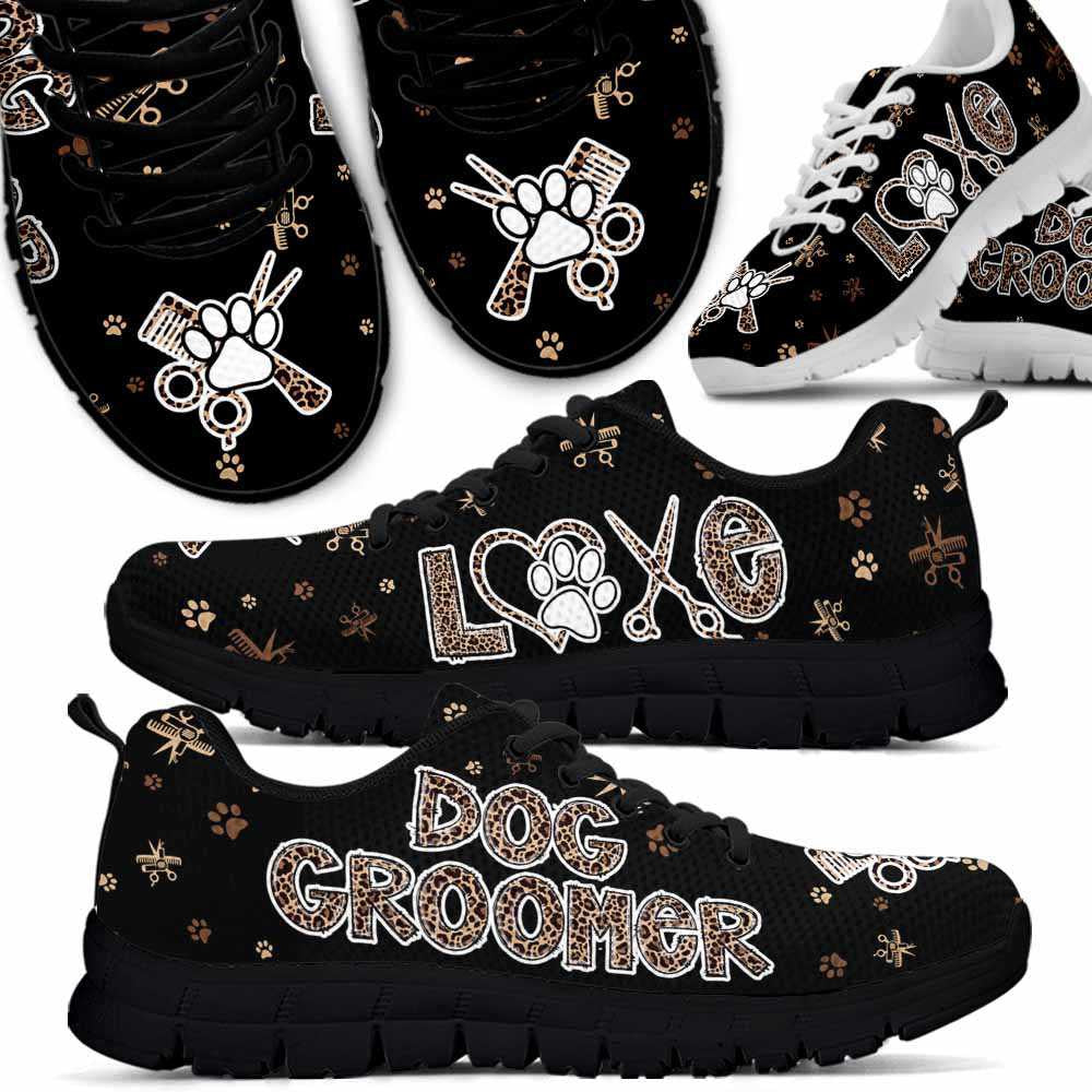 Dog Groomer Sneaker, Dog Groomer Love Leopard Pattern Sneakers Shoes, Best Running Shoes, Unique Gifts For Dog Lovers