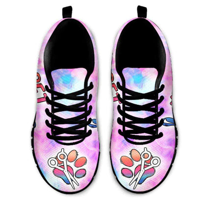 Dog Groomer Sneaker, Dog Groomer Pastel Background Love Sneakers Shoes, Best Running Shoes, Unique Gifts For Dog Lovers