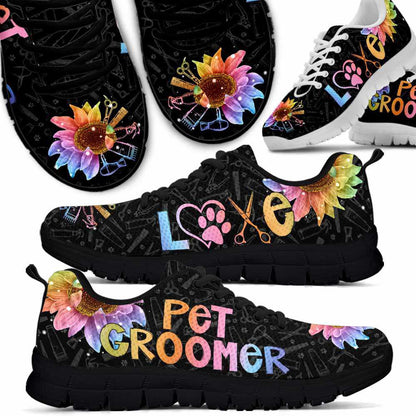 Dog Groomer Sneaker, Dog Groomer Rainbow Sunflower Sneakers Shoes, Best Running Shoes, Unique Gifts For Dog Lovers