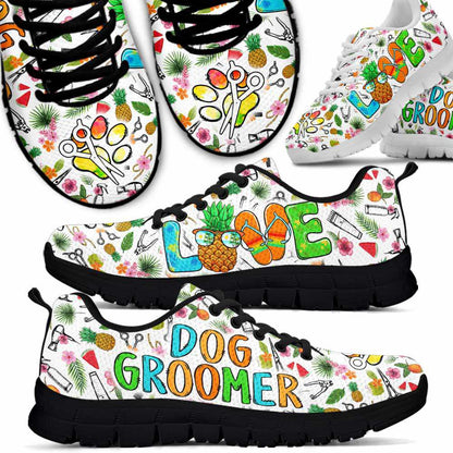 Dog Groomer Sneaker, Dog Groomer Summer Pattern Love Sneakers Shoes, Best Running Shoes, Unique Gifts For Dog Lovers
