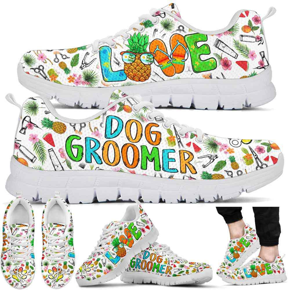 Dog Groomer Sneaker, Dog Groomer Summer Pattern Love Sneakers Shoes, Best Running Shoes, Unique Gifts For Dog Lovers