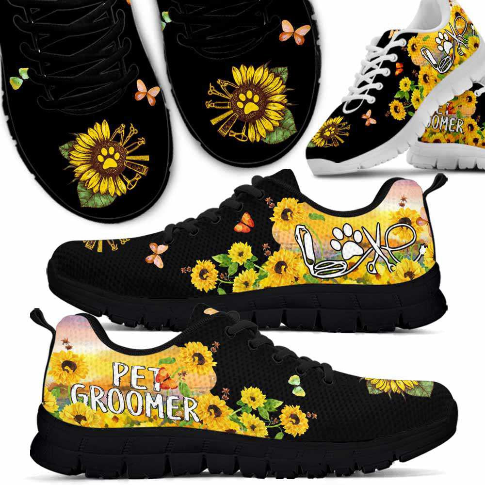Dog Groomer Sneaker, Dog Groomer Sunflower Cloud Love Sneakers Shoes, Best Running Shoes, Unique Gifts For Dog Lovers
