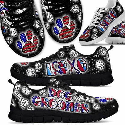 Dog Groomer Sneaker, Dog Grooming Leopard Usa Sneakers Shoes, Best Running Shoes, Unique Gifts For Dog Lovers