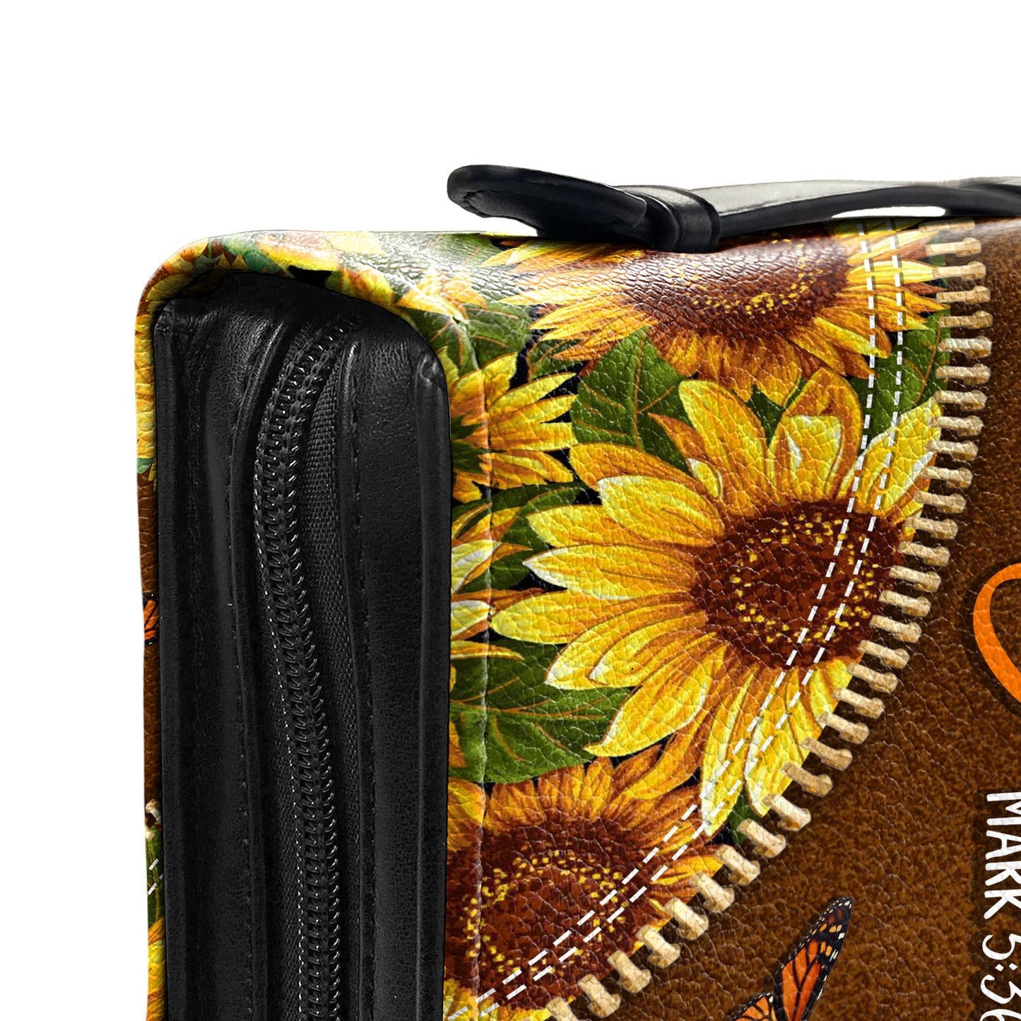 Dont Be Afraid Just Believe Mark 5 36 Sunflower Butterfly Personalized Bible Covers - Custom Bible Case Christian Pastor