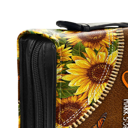 Dont Be Afraid Just Believe Mark 5 36 Sunflower Butterfly Personalized Bible Covers - Custom Bible Case Christian Pastor