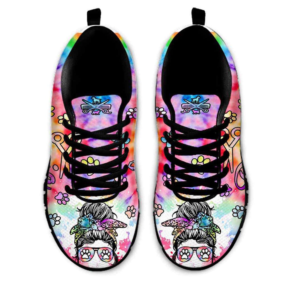 Dotopia Tie Dye Love Heart Sneakers Shoes, Dog Print Shoes, Best Running Shoes, Unique Gifts For Dog Lovers