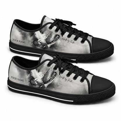 Dove With Crown Of Thorns Graphic Low Top Shoes black shoes  