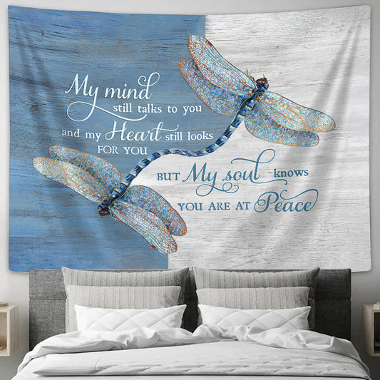 Dragonfly My Mind Still Talks To You Tapestry - Christian Tapestries - Wall Tapestry Bible Verse