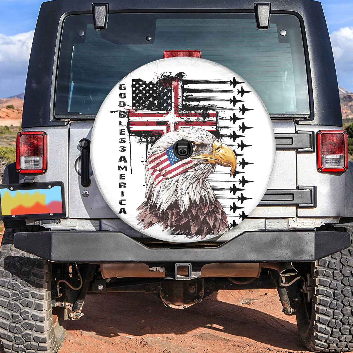 Eagle God Bless America Usa Flag Spare Tire Cover - Christian Tire Cover