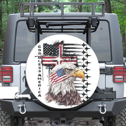 Eagle God Bless America Usa Flag Spare Tire Cover - Christian Tire Cover