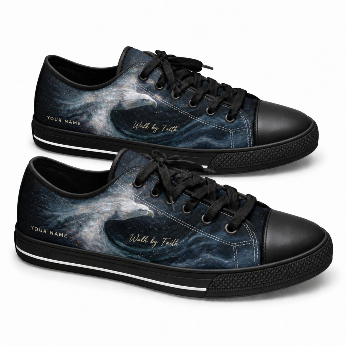 Eagle Walk By Faith Graphic Low Top Shoes black shoes    
