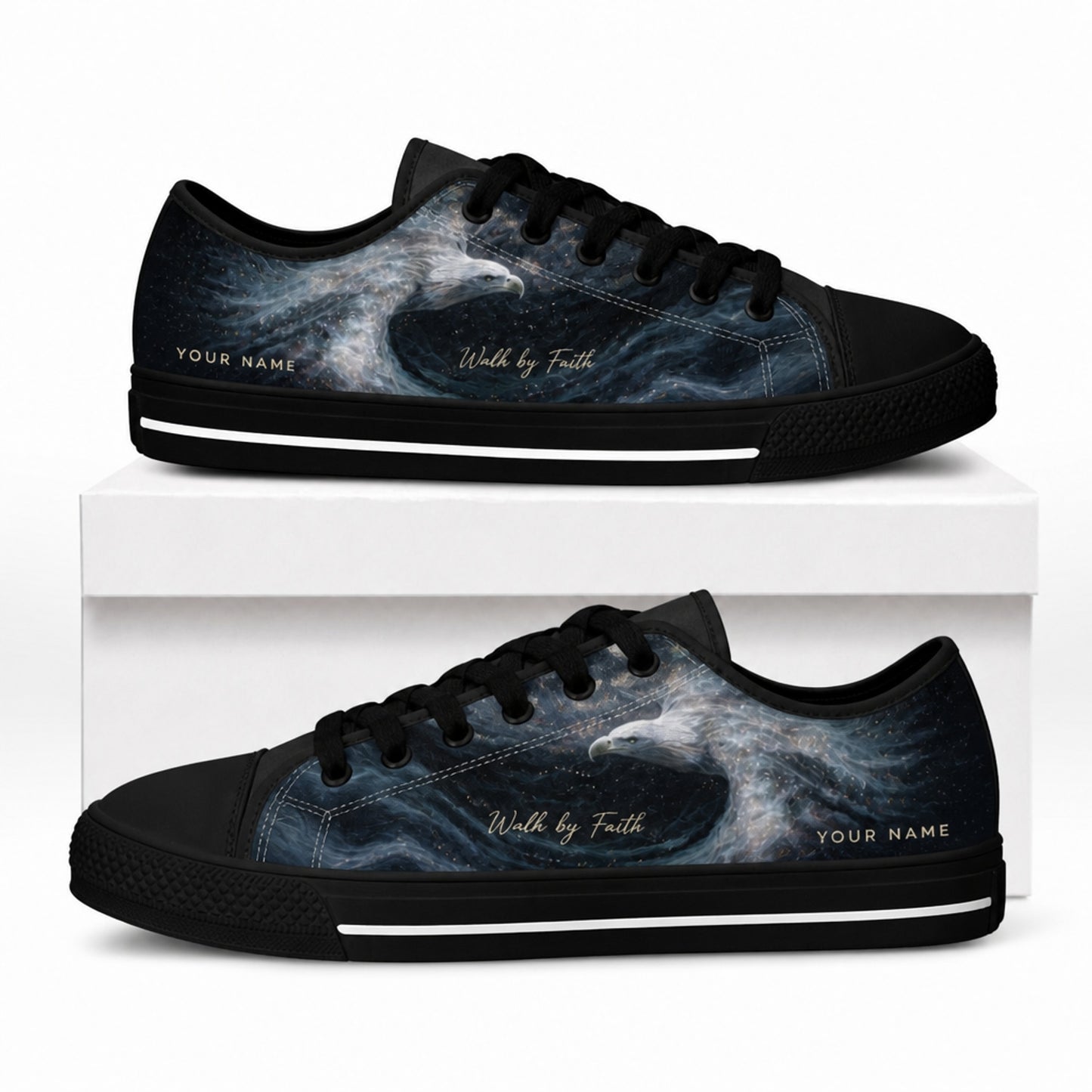 Eagle Walk By Faith Graphic Low Top Shoes box black    