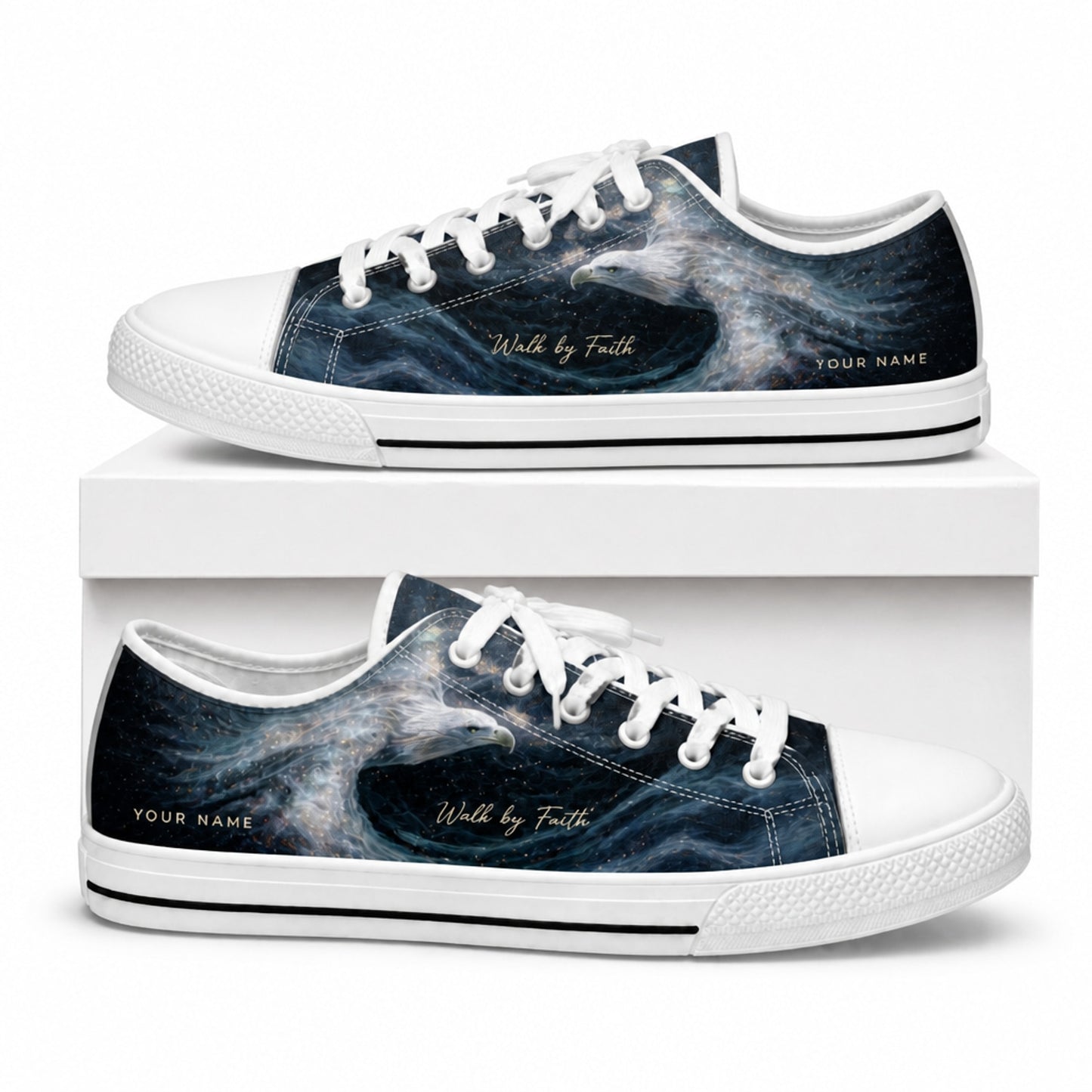Eagle Walk By Faith Graphic Low Top Shoes box white    