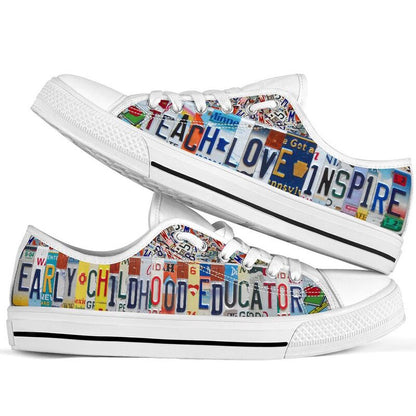 Early Childhood Education License Plates Low Top Shoes, Teacher Shoes, Low Top Sneakers
