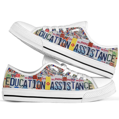 Education Assistance License Plates Low Top Shoes, Teacher Shoes, Low Top Sneakers