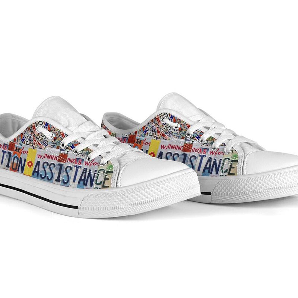 Education Assistance License Plates Low Top Shoes, Teacher Shoes, Low Top Sneakers