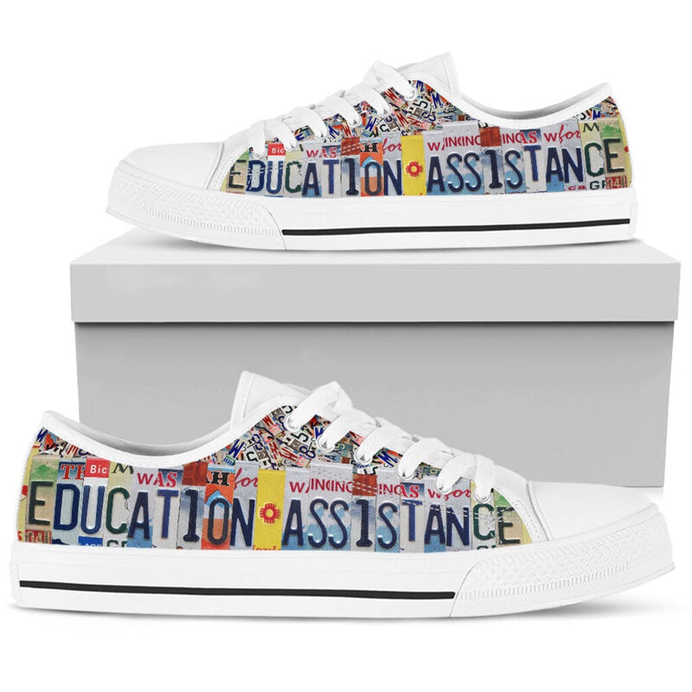 Education Assistance License Plates Low Top Shoes, Teacher Shoes, Low Top Sneakers