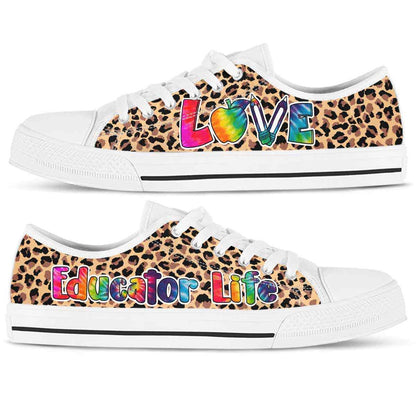 Educator Leopard Love Low Top Shoes, Teacher Shoes, Low Top Sneakers