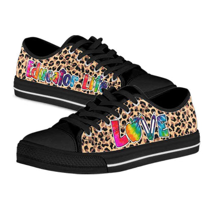 Educator Leopard Love Low Top Shoes, Teacher Shoes, Low Top Sneakers