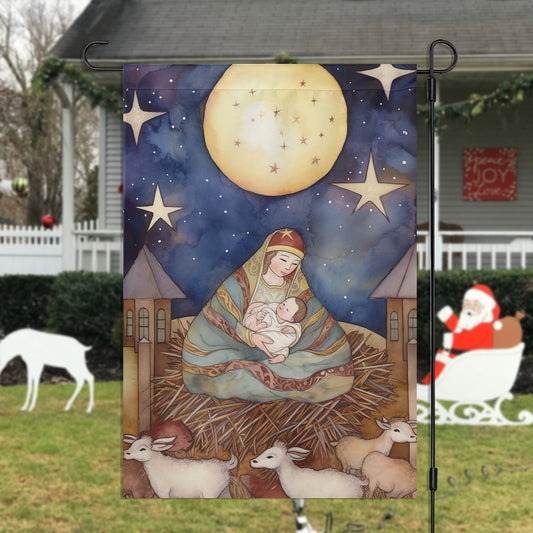 Embrace Of The Divine Mother Christmas Garden Flag - Christian House Flag
