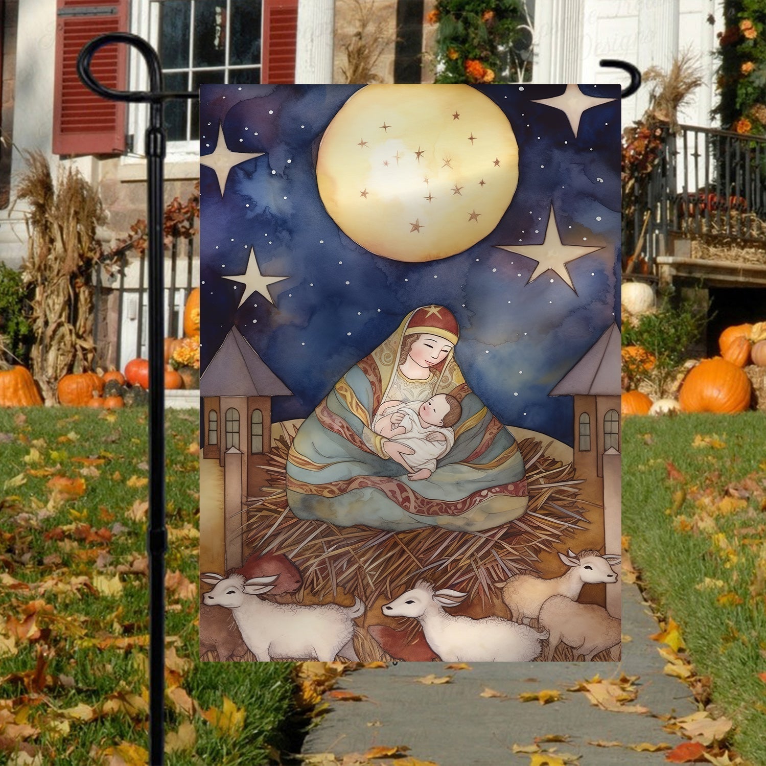 Embrace Of The Divine Mother Christmas Garden Flag - Christian House Flag