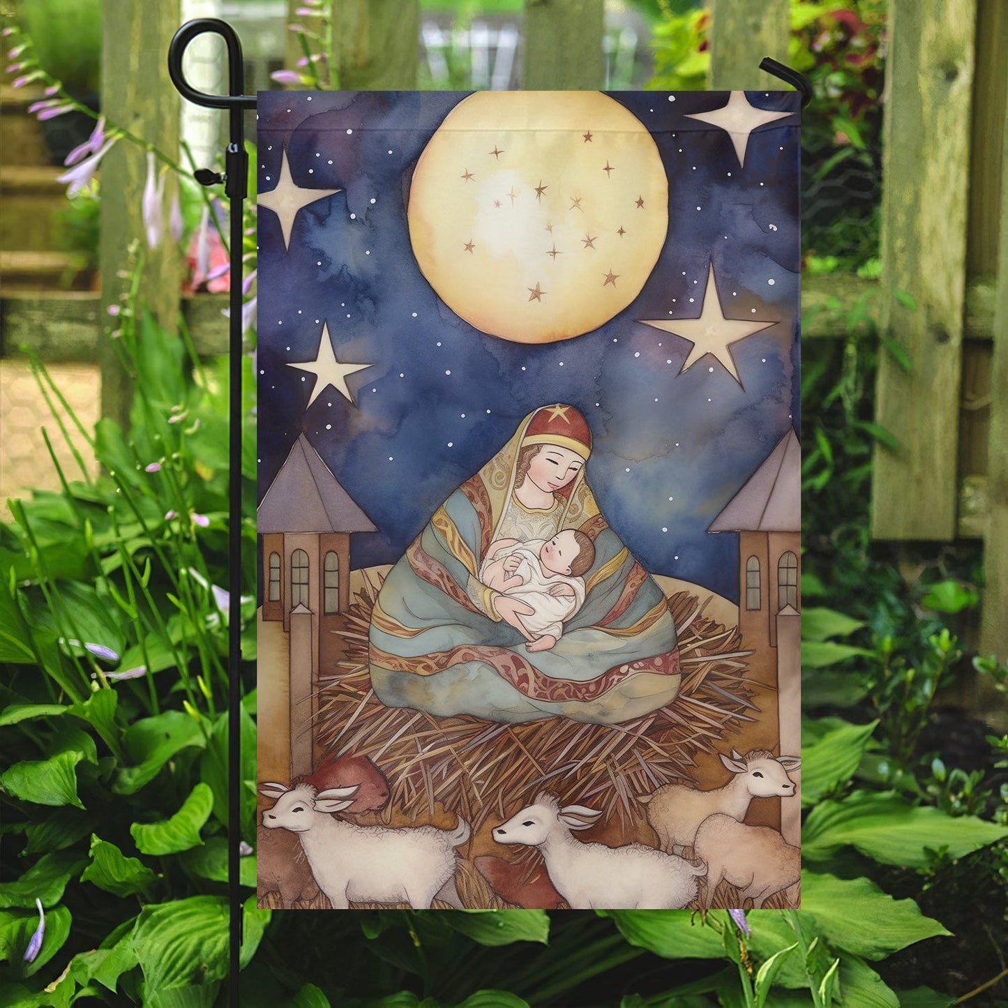Embrace Of The Divine Mother Christmas Garden Flag - Christian House Flag