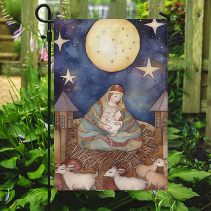 Embrace Of The Divine Mother Christmas Garden Flag - Christian House Flag