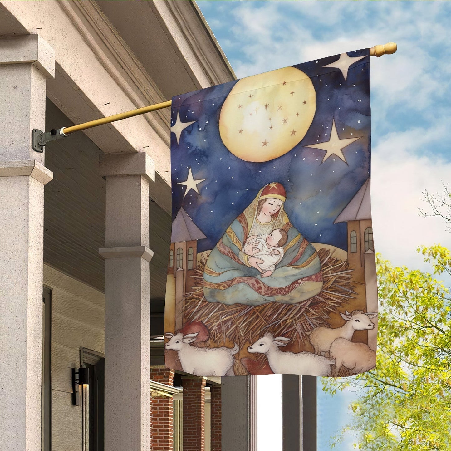Embrace Of The Divine Mother Christmas Garden Flag - Christian House Flag