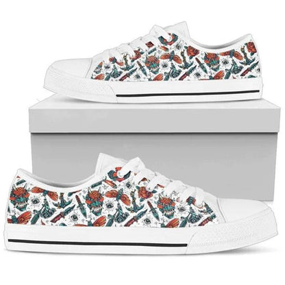 Enya Sailor Skull Canvas Low Top Shoes, Low Top Sneaker, Low Top Canvas Shoes