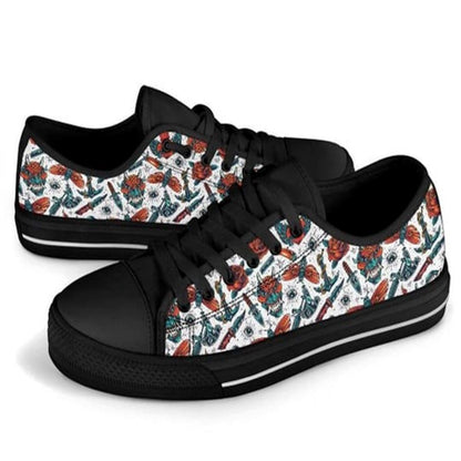 Enya Sailor Skull Canvas Low Top Shoes, Low Top Sneaker, Low Top Canvas Shoes