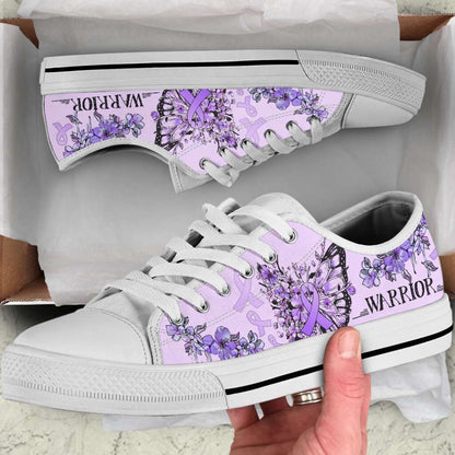 Epilepsy Cancer Shoes Butterfly Flower Low Top Shoes Canvas Shoes, Breast Cancer Awareness Shoes