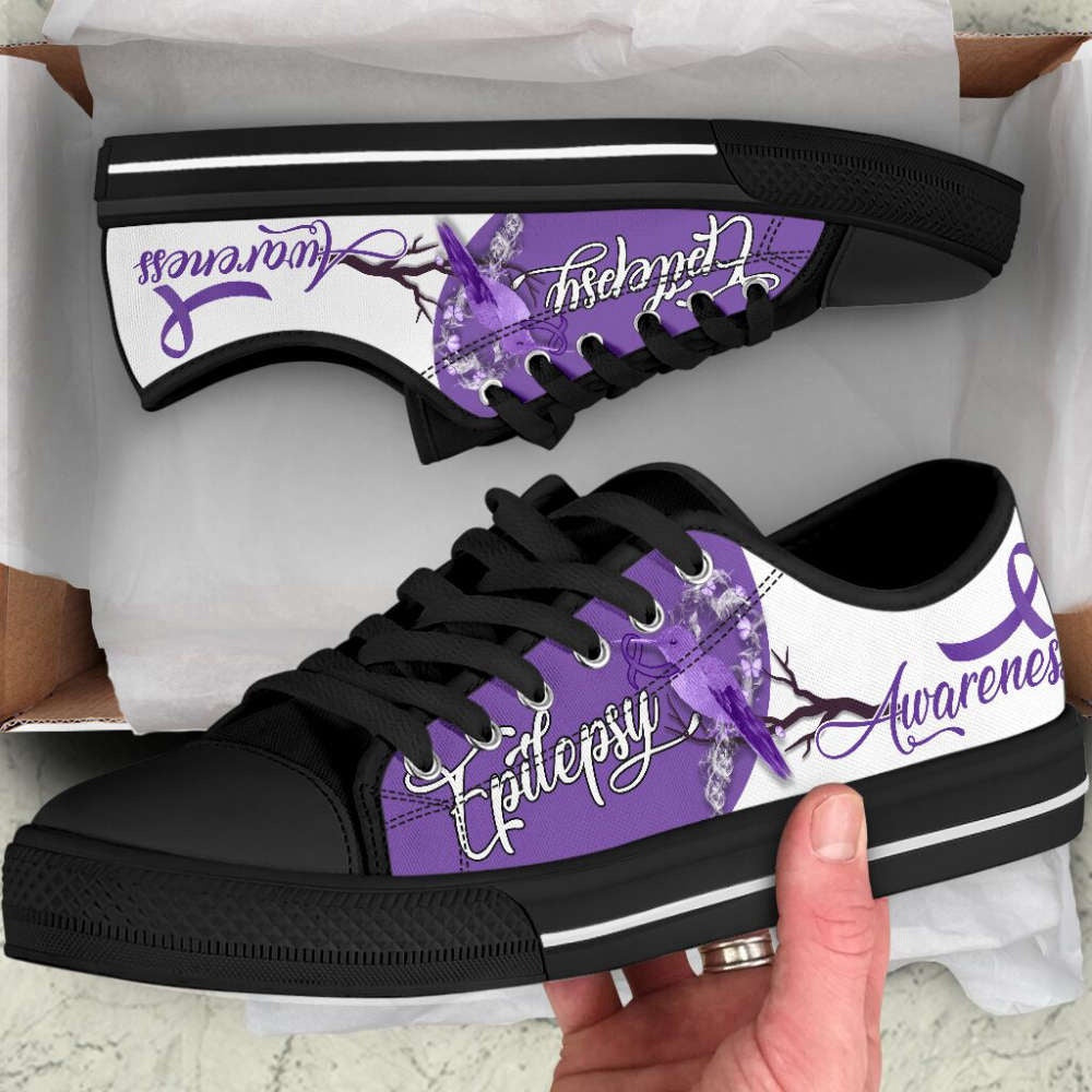 Epilepsy Hummingbird Shoes Low Top Shoes Canvas Shoes, Breast Cancer Awareness Shoes
