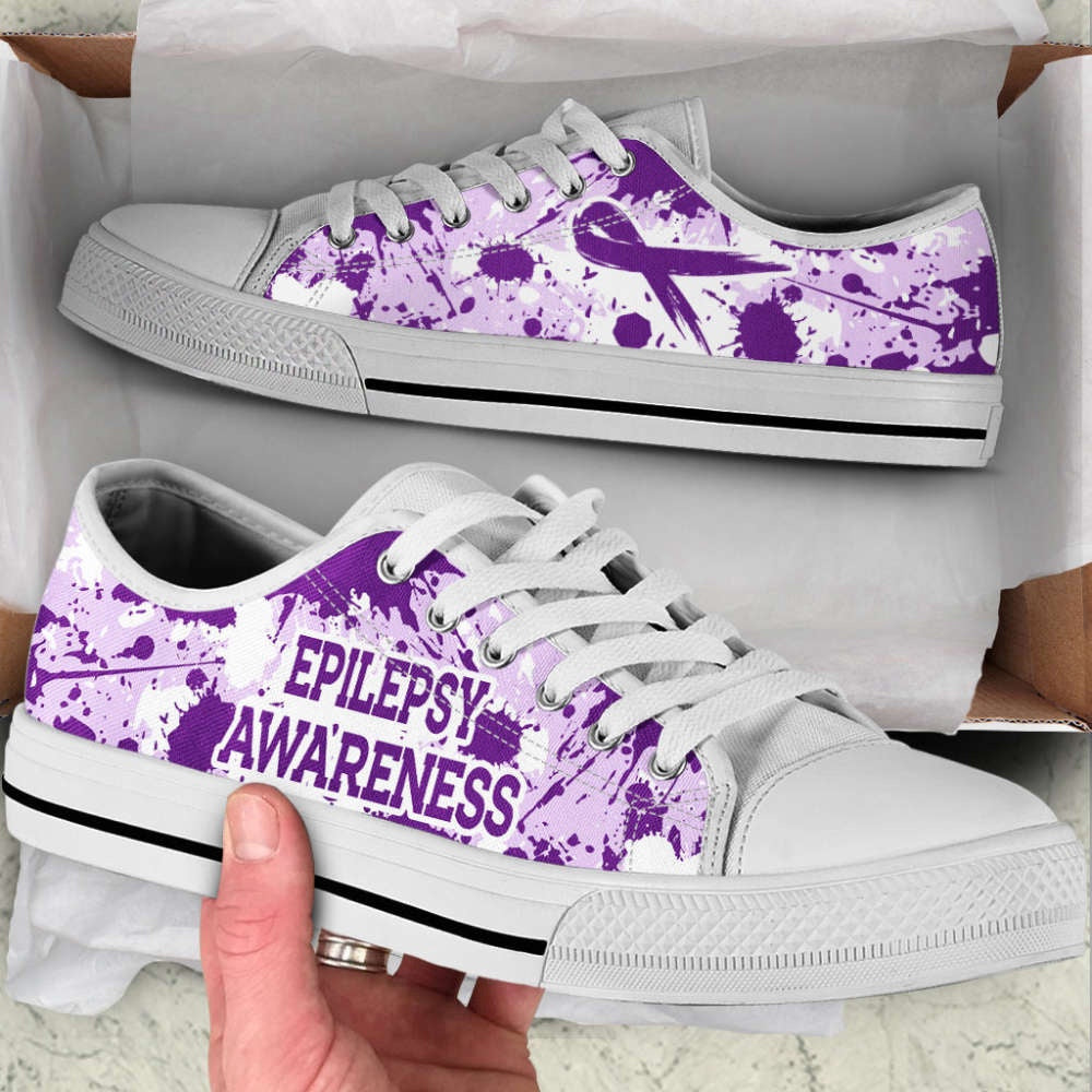 Epilepsy Shoes A Splash Low Top Shoes Canvas Shoes - A Playful Choice, Breast Cancer Awareness Shoes