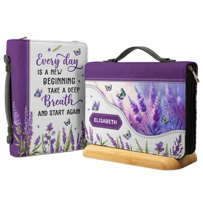 Every Day Is A New Beginning Take A Deep Breath And Start Again Butterfly Lavender Personalized Bible Covers