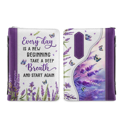 Every Day Is A New Beginning Take A Deep Breath And Start Again Butterfly Lavender Personalized Bible Covers