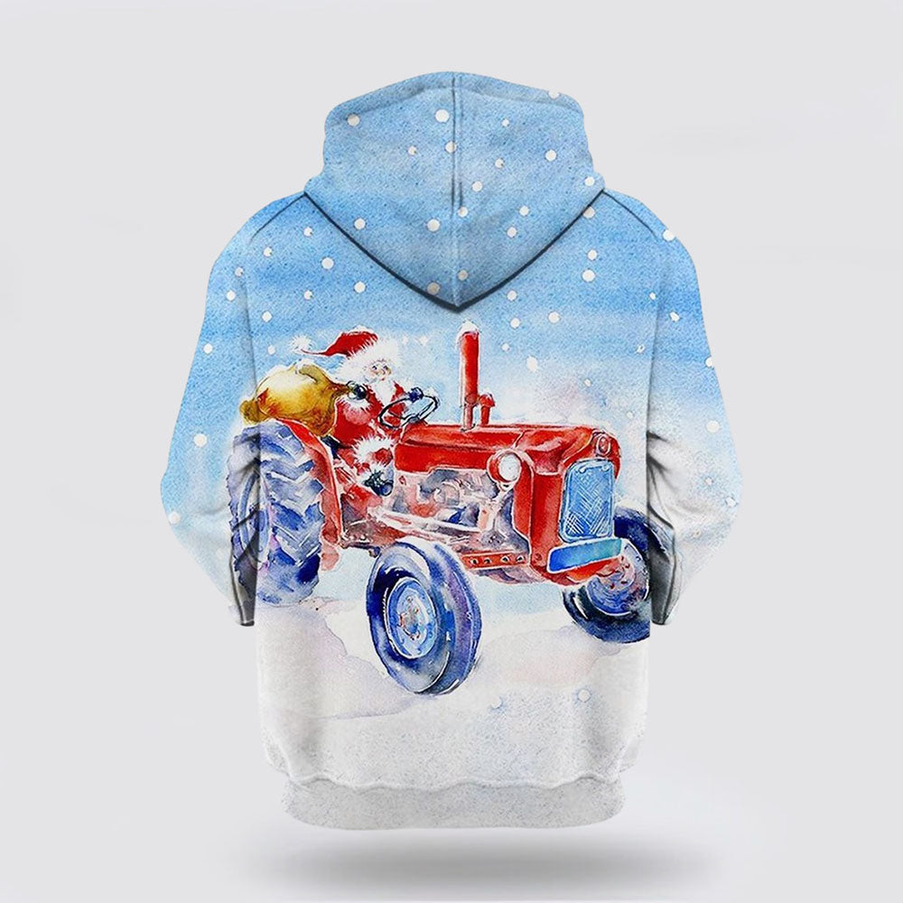 Farmer Tractor Christmas All Over Print 3D Hoodie For Men And Women, Christmas Gift, Warm Winter Clothes, Best Outfit Christmas