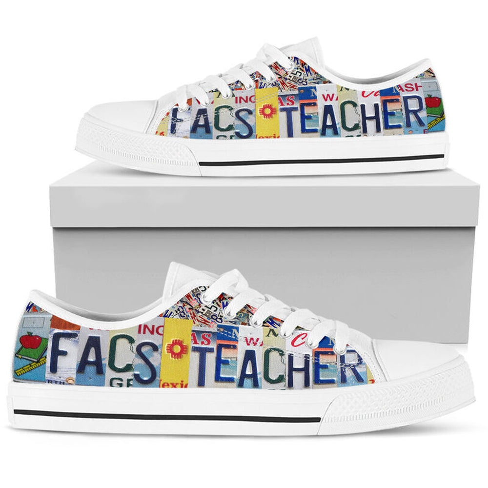 Facs Teacher License Plates Low Top Shoes, Teacher Shoes, Low Top Sneakers