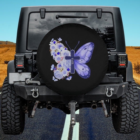 Faith Butterfly Christian Cross Jesus Christian Women Spare Tire Cover - Christian Tire Cover