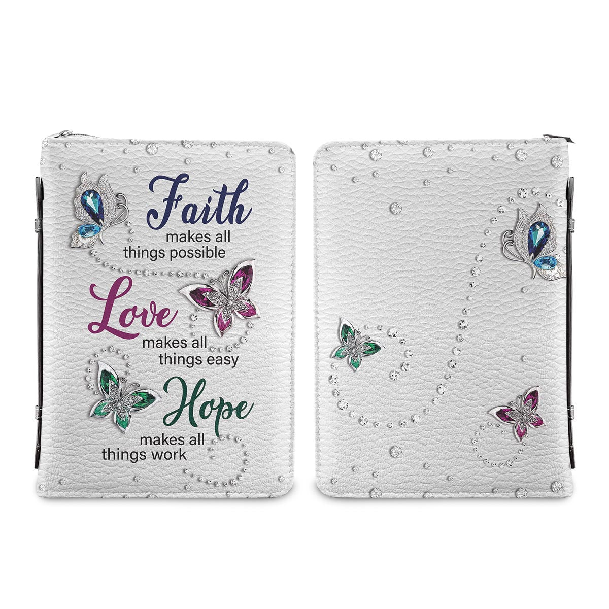 Faith Butterfly Faith Love Hope Personalized Bible Covers - Custom Bible Case Christian Pastor