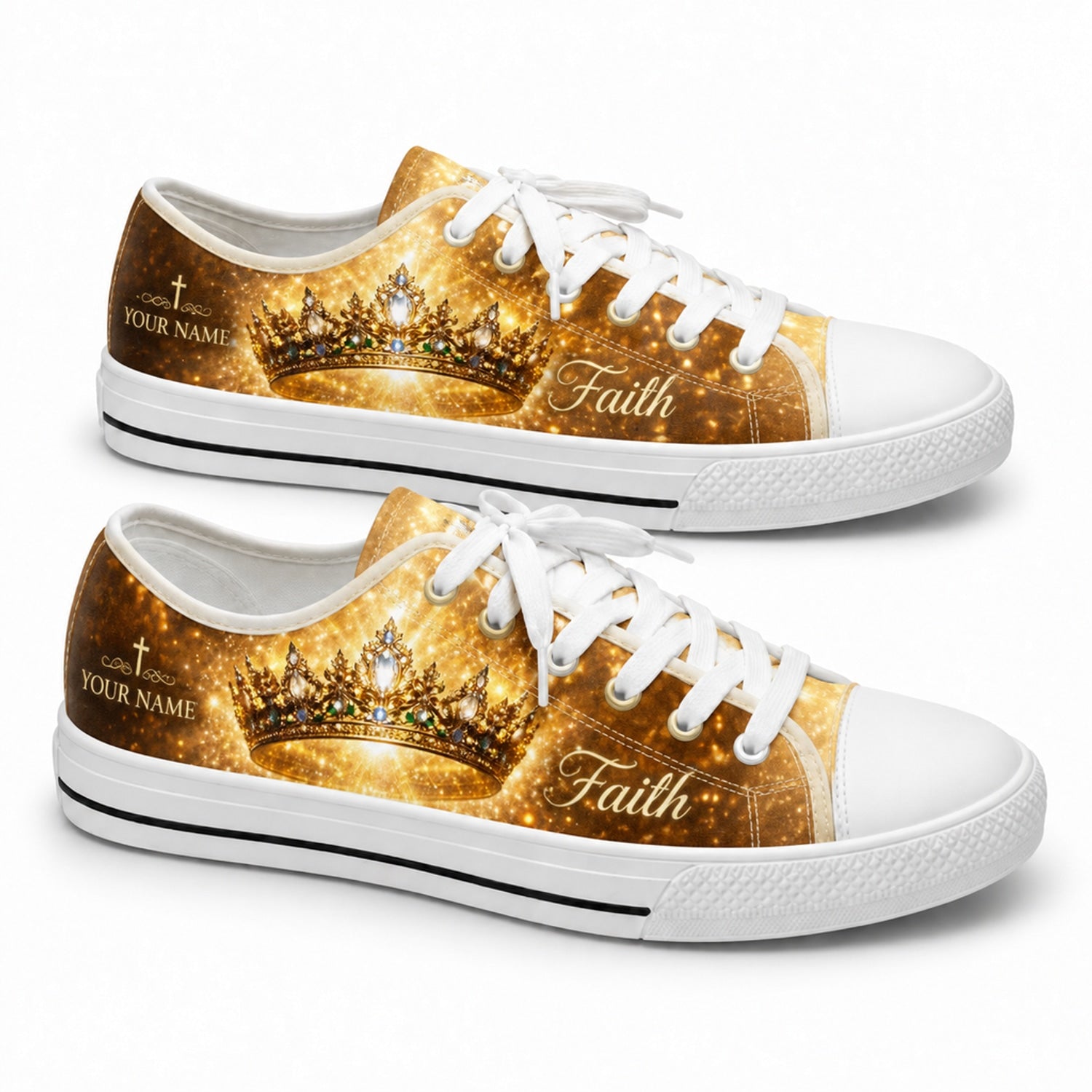 Faith Crown Graphic Personalized Low Top Shoes          