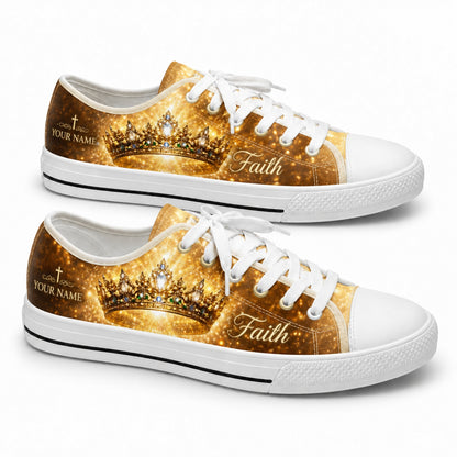 Faith Crown Graphic Personalized Low Top Shoes          