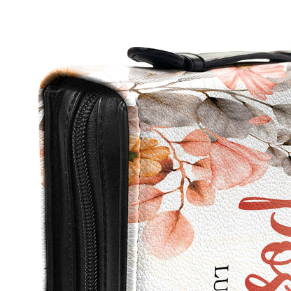 Faith Does Not Make Things Easy Luke 1 37 Dragonfly Flower Personalized Bible Covers - Custom Bible Case Christian Pastor