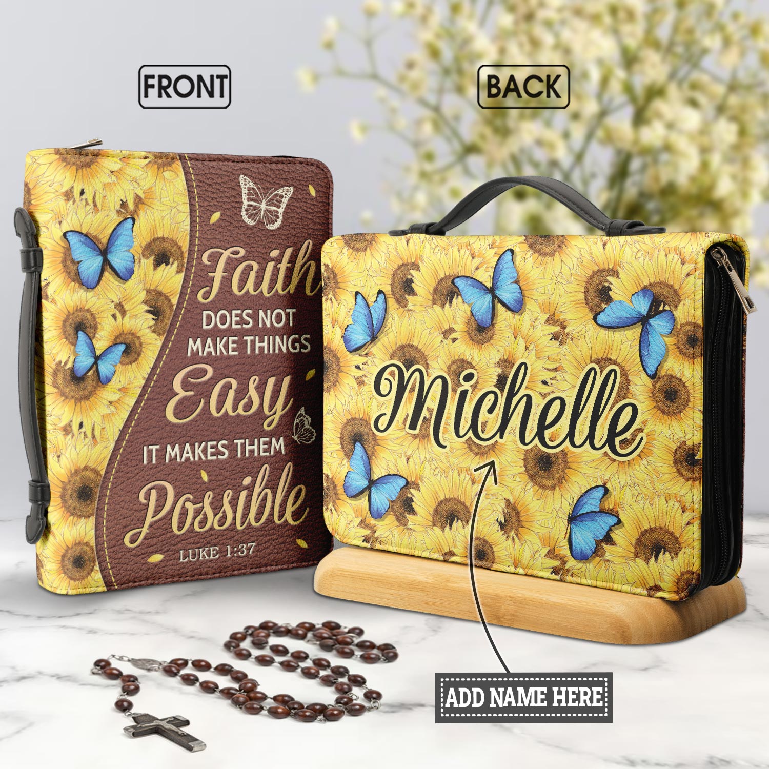 Faith Does Not Make Things Easy Luke 1 37 Personalized Bible Covers - Custom Bible Case Christian Pastor