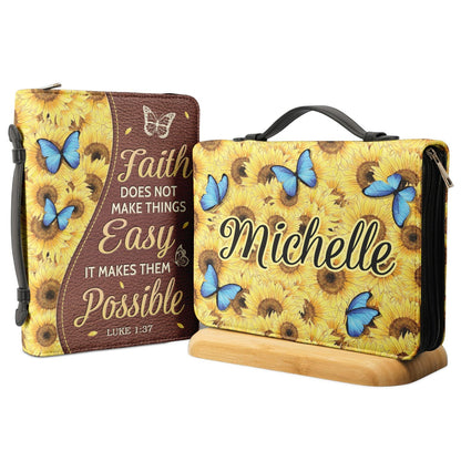 Faith Does Not Make Things Easy Luke 1 37 Personalized Bible Covers - Custom Bible Case Christian Pastor