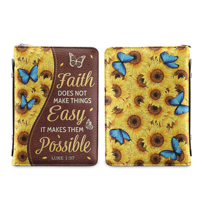 Faith Does Not Make Things Easy Luke 1 37 Personalized Bible Covers - Custom Bible Case Christian Pastor