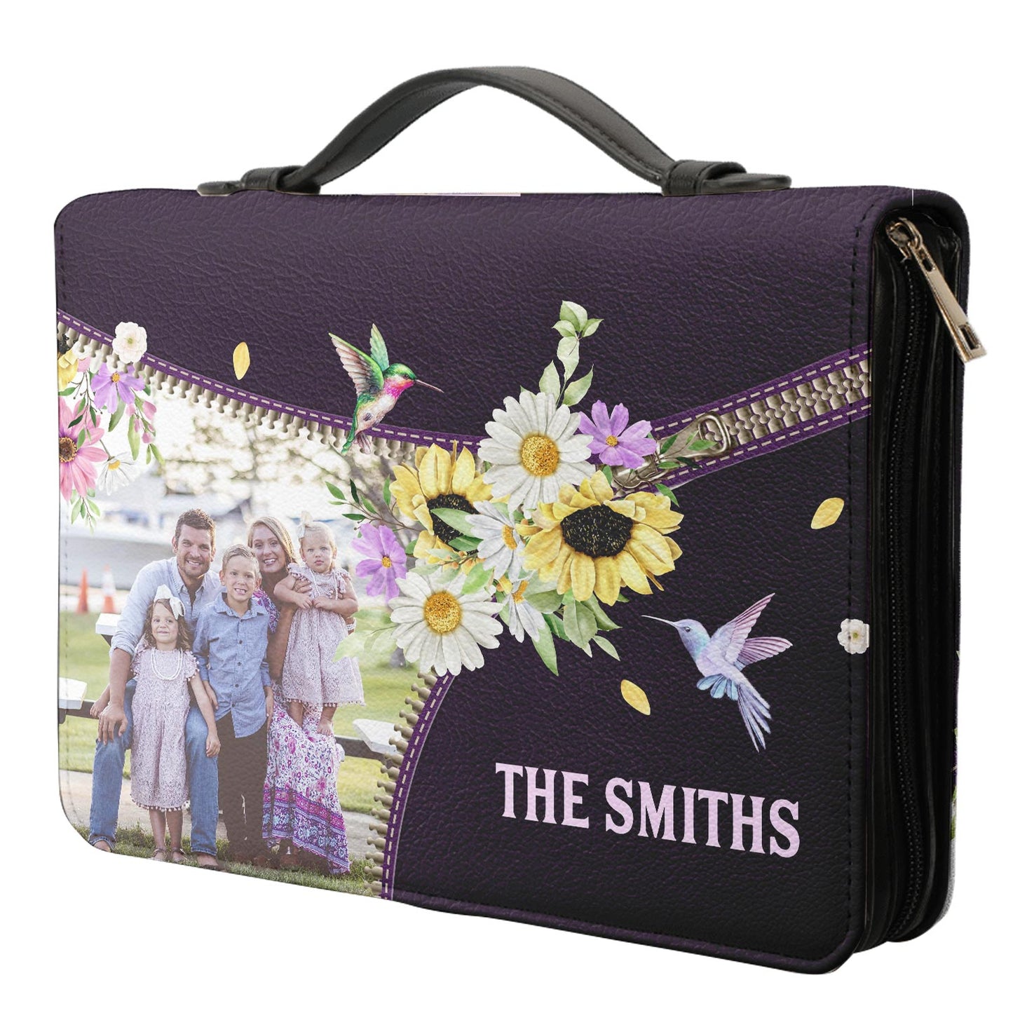 Faith Flower Hummingbird Personalized Bible Covers - Custom Bible Case Christian Pastor