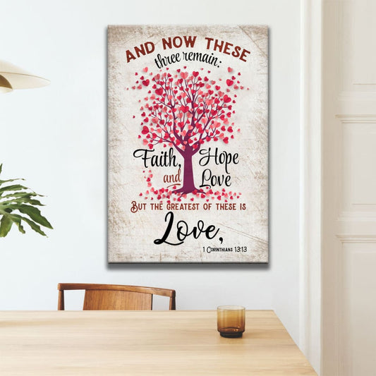 Faith Hope And Love 1 Corinthians 1313 Heart Tree Wall Art Canvas Print