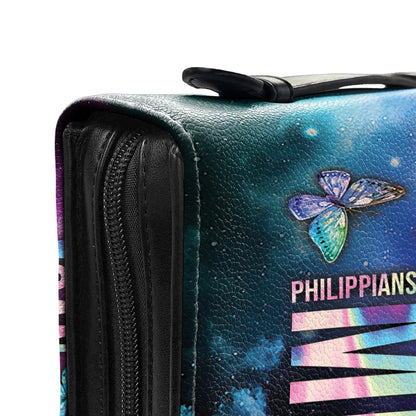 Faith I Can Do All Things Through Christ Philippians 413 Butterfly Galaxy Personalized Bible Covers - Custom Bible Case Christian Pastor